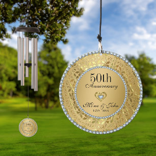 Diamonds And Gold 50th Wedding Anniversary Wind Chime