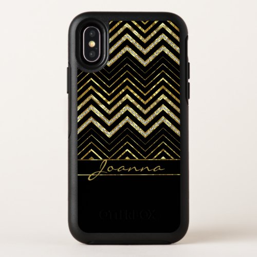 Diamonds And Gold Chevron OtterBox Symmetry iPhone X Case