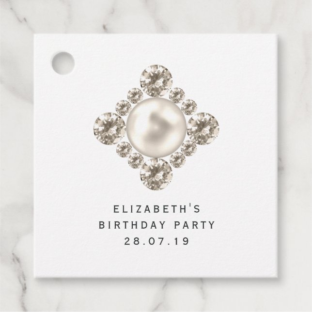 Diamonds and Pearl Favor Tags (Front)