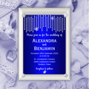 Diamonds and Pearls Blue Wedding Invitation