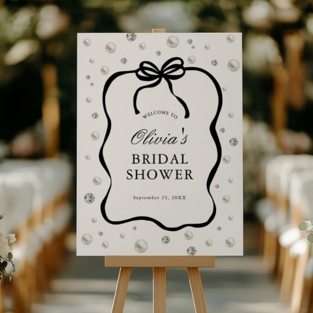 Diamonds and Pearls Bow Bridal Shower Welcome Sign (Creator Uploaded)