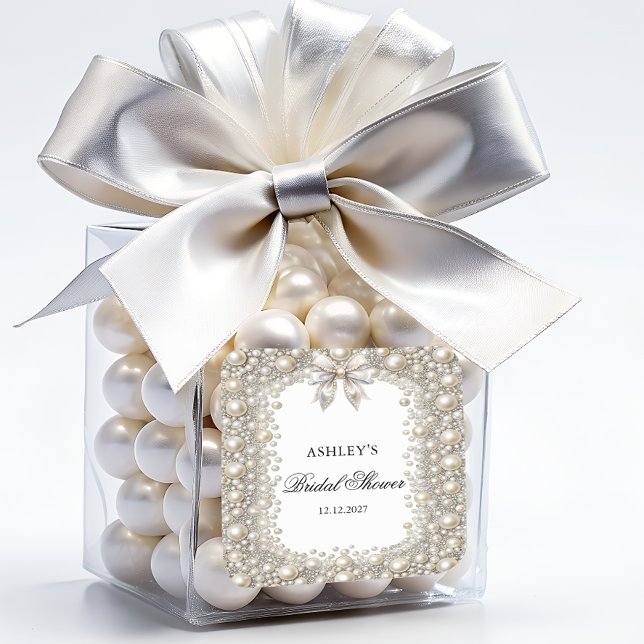 Diamonds and Pearls Bridal Shower Square Sticker (Creator Uploaded)