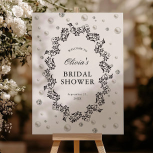 Diamonds and Pearls Elegant Bridal Shower Welcome Foam Board