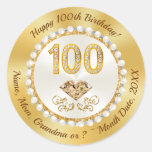 Diamonds and Pearls, Gold, 100th Birthday Stickers