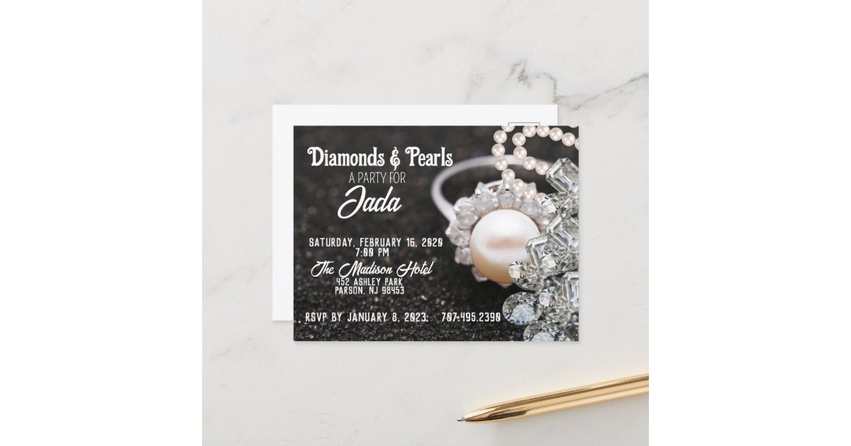 Diamonds and Pearls Party Invitation Postcard Zazzle
