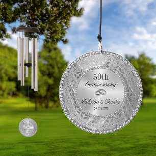 Diamonds And Silver 50th Wedding Anniversary Wind Chime