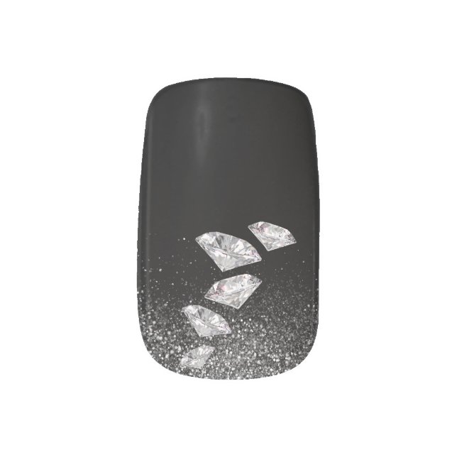 Diamonds and Silver Dust Minx Nail Art (Left Thumb)