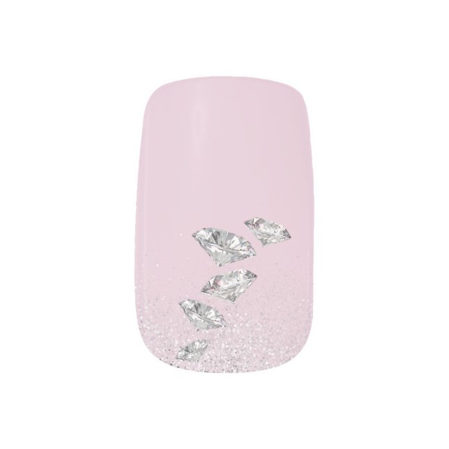 Diamonds and Silver Dust Minx Nail Art (Left Thumb)