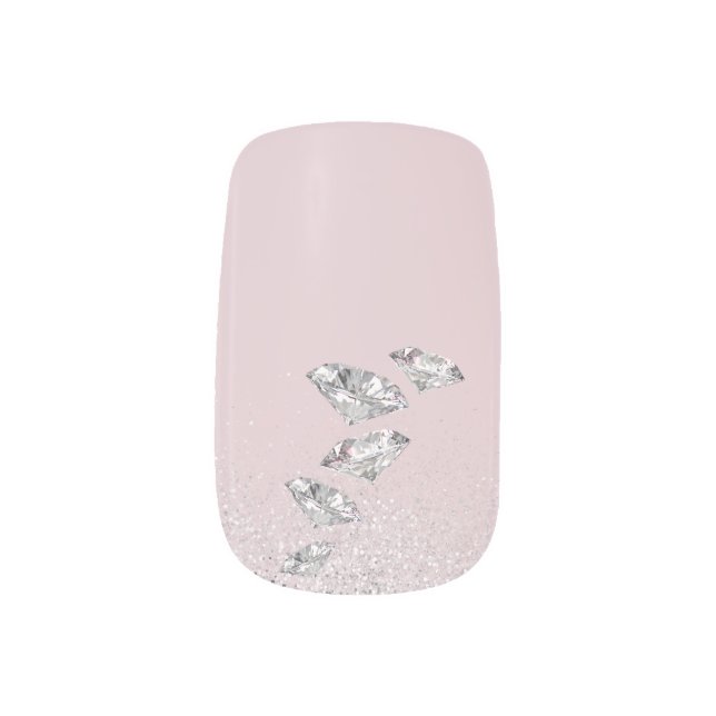 Diamonds and Silver Dust Minx Nail Art (Left Thumb)