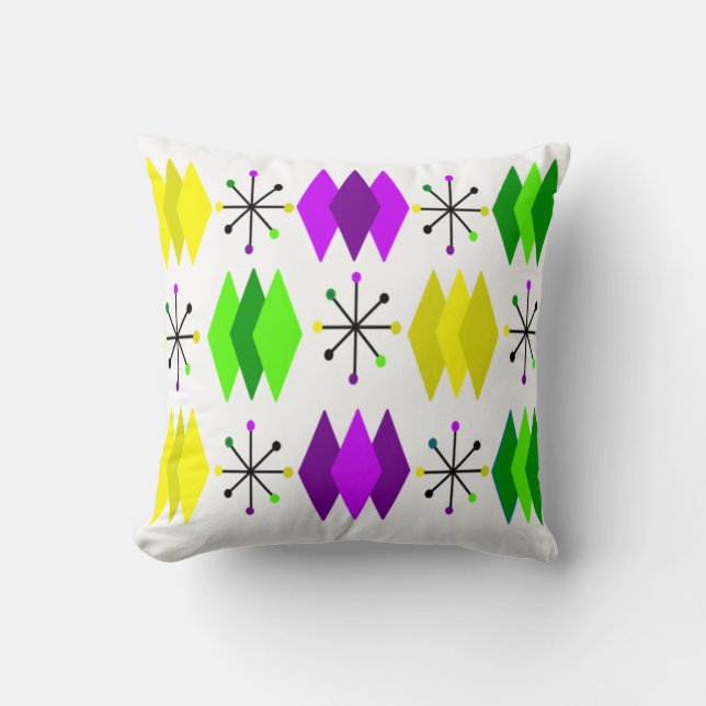 Diamonds and Starbursts Throw Pillow (Front)