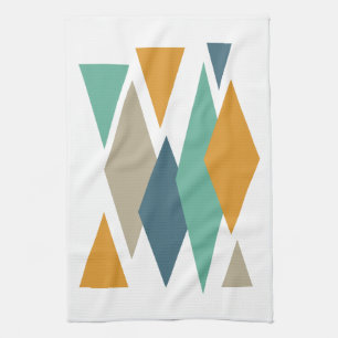 Diamonds and Triangles Mid Century Modern Kitchen Towel