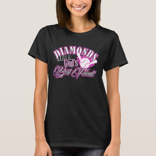 Diamonds Are A Girl's Best Friend softball tee (Front)