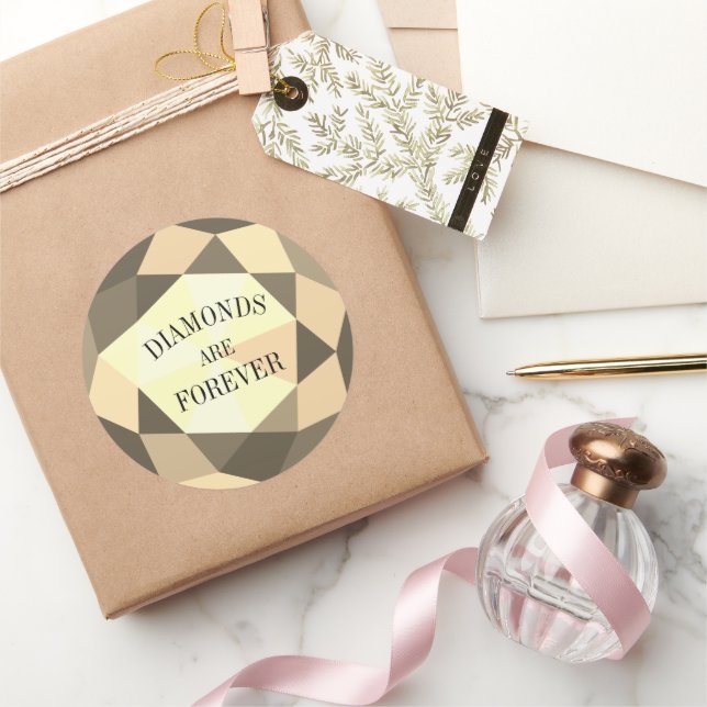 Diamonds are forever elegant round jewelry sticker (Gifting)