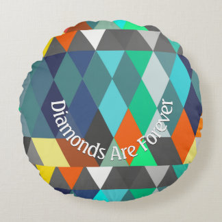 Diamonds Are Forever Modern Geometric Pattern Round Pillow