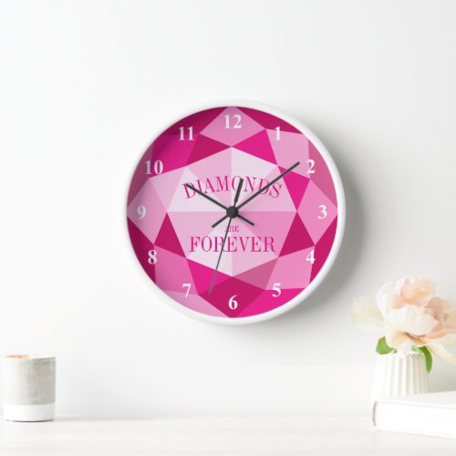 Diamonds are forever pink gemstone wall clock