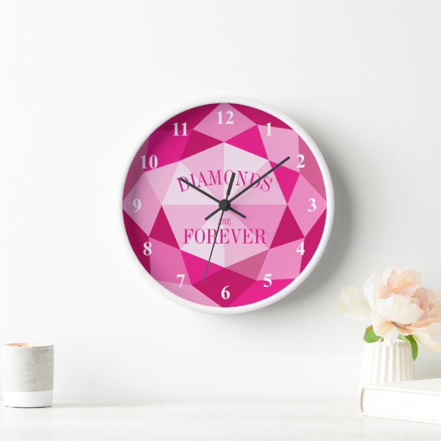 Diamonds are forever pink gemstone wall clock (Home)