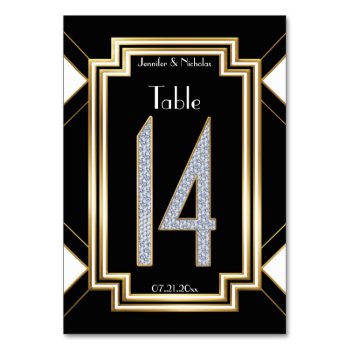 Diamonds Art Deco Wedding Table Number Fourteen by Truly_Uniquely at Zazzle