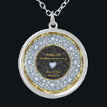 Diamonds, Black And Gold 50th Wedding Anniversary Silver Plated Necklace<br><div class="desc">Elegant encrusted diamonds(image not real or fake),  black and gold 50th wedding anniversary</div>