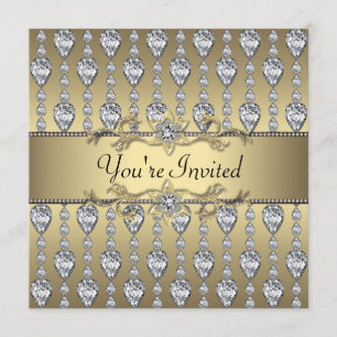 Diamonds Black & Gold All Occasion Party Invitatio Invitation