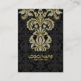 Diamonds Black &amp; Gold Pattern Floral Damasks Business Card