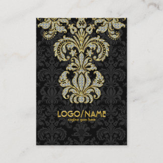 Diamonds Black & Gold Pattern Floral Damasks Business Card