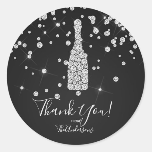 Diamonds Champagne Toast Celebration Elegant Favor Classic Round Sticker