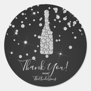 Diamonds Champagne Toast Celebration Elegant Favor Classic Round Sticker