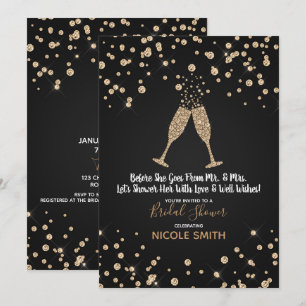 Diamonds Champagne Toast Modern Bridal Shower Invitation