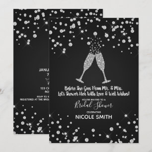 Diamonds Champagne Toast Modern Bridal Shower Invitation