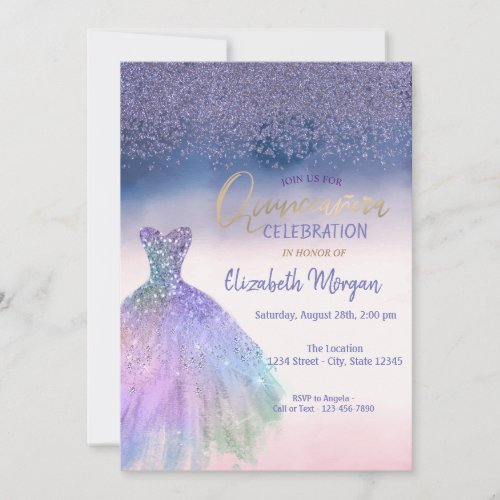 DiamondsChic Dress Ombre  Quinceaera Party Invitation