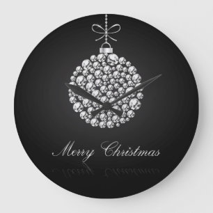 Diamonds Christmas Balls Large Clock