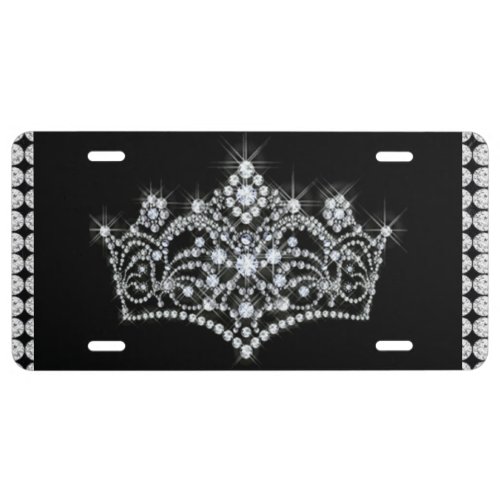 Diamonds Crown Aluminum License Plate