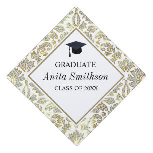 Diamonds Damask Graduation Cap Topper