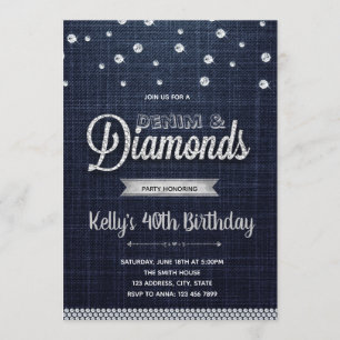 Diamonds denim party invitation