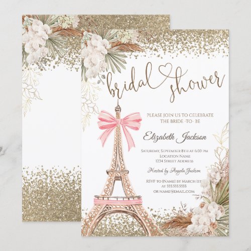  Diamonds Eiffel Tower Bow Flowers Bridal Shower 