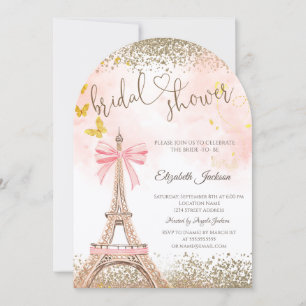  Diamonds Eiffel Tower Butterfly Bridal Shower  Invitation