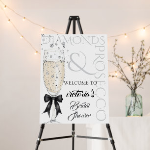 Diamonds Elegant Bow Bridal Shower Welcome Sign
