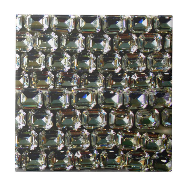 Diamonds, elegant vintage gemstones  ceramic tile (Front)