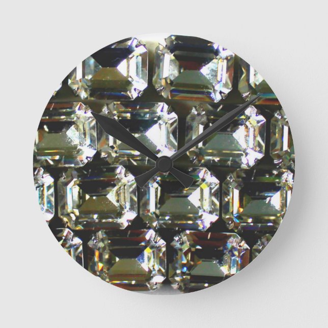 Diamonds, elegant vintage gemstones  round clock (Front)