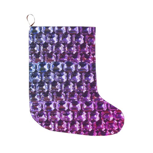 Diamonds elegant vintage purple gemstones  large christmas stocking