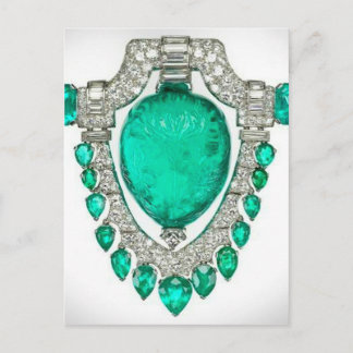 Diamonds Emeralds Costume Jewelry Vintage Brooch Postcard