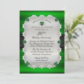 Diamonds Emeralds Green 20th Wedding Anniversary Invitation (Standing Front)