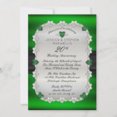 Diamonds Emeralds Green 20th Wedding Anniversary Invitation (Front)