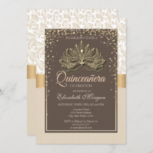 Diamonds Floral Damask Quinceañera Invitation