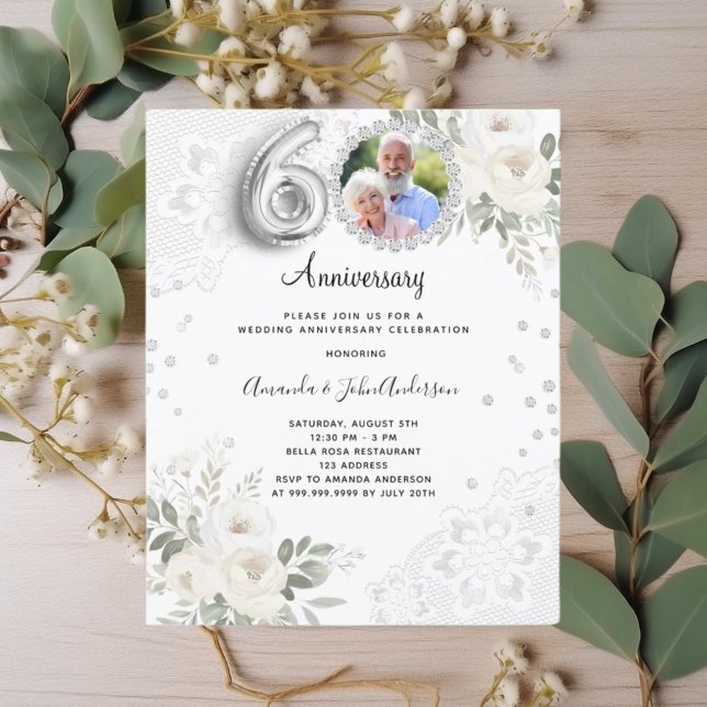 Diamonds florals 60th wedding invitation (Creator Uploaded)