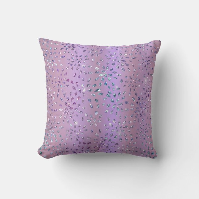 *~* DIAMONDS FLOWER Floral Shape Glitter Throw Pillow (Front)