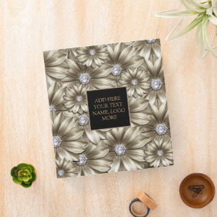 Diamonds Flowers Binder with Custom Text