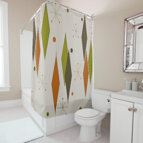 Diamonds Forever Mid_Century Style Shower Curtain