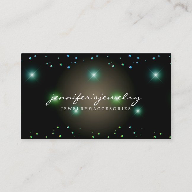 Diamonds Gems Jewelry Green Business Card