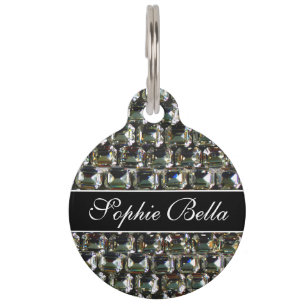 Diamonds, gemstone jewelry pattern pet ID tag
